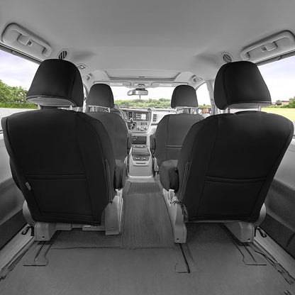 FH Group Custom Fit Car Seat Covers Specifically Made for 2011-2020 Toyota Sienna 7 Passenger, Car Seat Cover 2nd Row, Automotive Seat Covers in Black Faux Leather, Waterproof and Washable Seat Covers