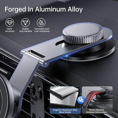 SYNCWIRE Fits MagSafe Car Mount for Universal Dashboard & Tesla Screen,Kevlar Silver Magnetic Phone Holder for Car,Super Stable Magnetic Car Phone Mount for iPhone 17 Pro Max 16 15 14 13 12&All Phones