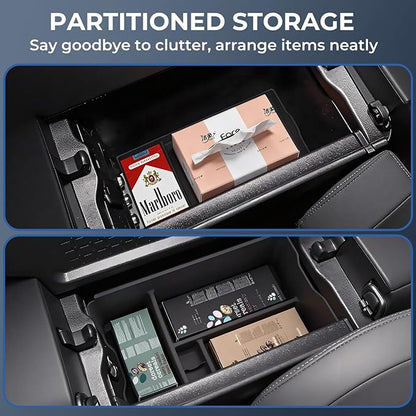 Center Console Organizer Storage Box & Armrest Bottom Mat for Toyota RAV4 2026, Interior Accessories Armrest Insert Tray Storage Box for 2026 RAV 4, Black