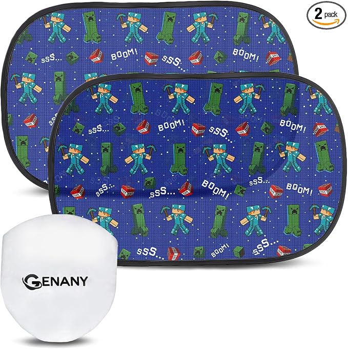 GENANY 2pcs Game Window Sun Shade for Sedan SUV Truck (21x14 Inches), Sun Shades for Side Window, Accessories for Kids, Baby Window Shades, Summer Car Decor
