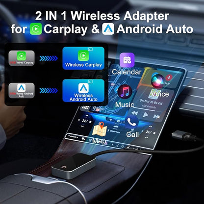Wireless Carplay and Android Auto Adapter - Android Carplay for iPhone 6+/2016+ Cars, USB/Type-C Bluetooth Wireless Auto Car Adapter with 5Ghz WiFi Bluetooth Connection