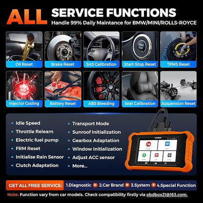 LAUNCH Creader Elite V2.0 for BMW OBD2 Scanner, Full System Diagnostic Bi-Directional Scan Tool, ECU Code, All Services, Active Tests, Battery Registration Tool for BMW Mini RR, Lifetime Free Update