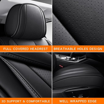 MINGBRON Seat Covers, Car Seat Covers Front Seats, Car Seat Cover, Car Seat Protector Waterproof, Car Seat Cushion Nappa Leather, Black Seat Covers Carseat Cover Universal Fit for Most Cars