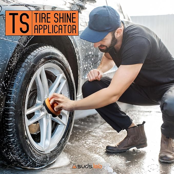 Suds Lab TS Tire Shine Applicator – Reusable Foam Tire Dressing Applicator Pad, Tire Shine Brush, Ideal for Car Tire Shine Gel, Tire Balm, Tire Cleaner, and Tire Applicator Sponge for even application