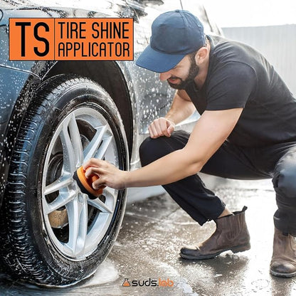 Suds Lab TS Tire Shine Applicator – Reusable Foam Tire Dressing Applicator Pad, Tire Shine Brush, Ideal for Car Tire Shine Gel, Tire Balm, Tire Cleaner, and Tire Applicator Sponge for even application