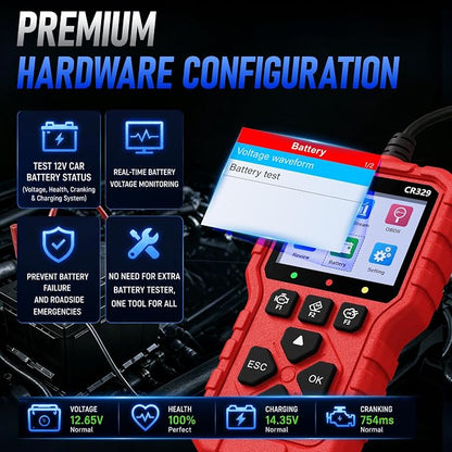 LAUNCH Creader 329 OBD2 Scanner, Full OBDII Functions Car Diagnostic Tool, Engine Code Reader with Battery Test, I/M Readiness, Mode 6&8 Test, Data Stream Car Fault Scanner