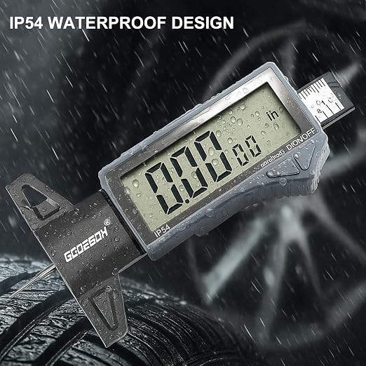GODESON Digital Tire Tread Depth Gauge - IP54 Waterproof, 2.5" LCD Screen, 3 Modes (Fraction/Inch/MM), 1" Range, Auto-Off, Tire Wear Measure Gauge Tool 32nds for Car, Truck & SUV Tires