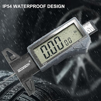 GODESON Digital Tire Tread Depth Gauge - IP54 Waterproof, 2.5" LCD Screen, 3 Modes (Fraction/Inch/MM), 1" Range, Auto-Off, Tire Wear Measure Gauge Tool 32nds for Car, Truck & SUV Tires
