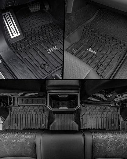 3W Floor Mats Fit for Toyota Tacoma Hybrid 2024 2025 2026 with Metal Pedals, TPE All Weather Custom Fit Floor Liner for Tacoma Accessories 1st and 2nd Row Full Set Car Mats Easy Clean, Black