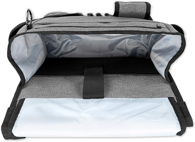 LUXJA Car Front Seat Organizer with Cover and Laptop Sleeve, Car Seat Organizer with Back Adjustable Straps, Gray
