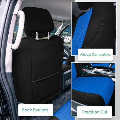 FH Group Custom Fit Car Seat Covers Specifically Made for 2022-2026 Nissan Frontier, Front Set Blue Ultraflex Neoprene Waterproof Automotive Seat Covers for Pickup Truck, Nissan Accessories
