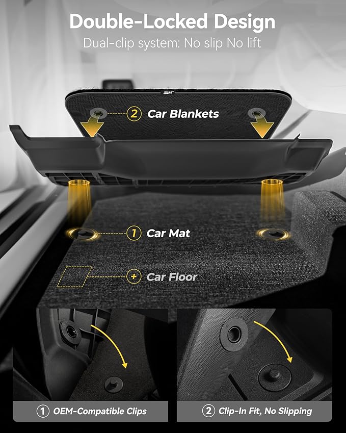 3W Floor Mats & Front Carpets Fit 2022-2026 Toyota Tundra (Only for CrewMax Cab), SR/SR5/TRD PRO/Limited/Platinum/Castone Custom Fit All-Weather TPE Front & Rear Row Floor Liner Black