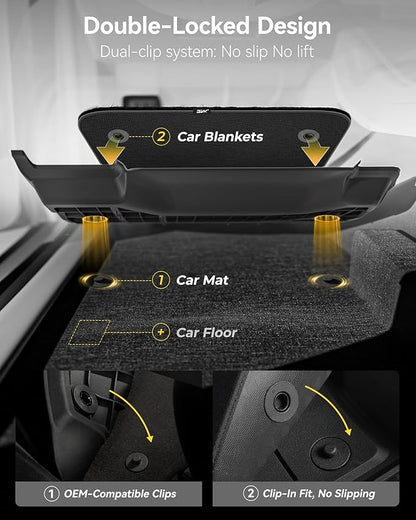 3W Floor Mats & Front Carpets Fit 2022-2026 Toyota Tundra (Only for CrewMax Cab), SR/SR5/TRD PRO/Limited/Platinum/Castone Custom Fit All-Weather TPE Front & Rear Row Floor Liner Black