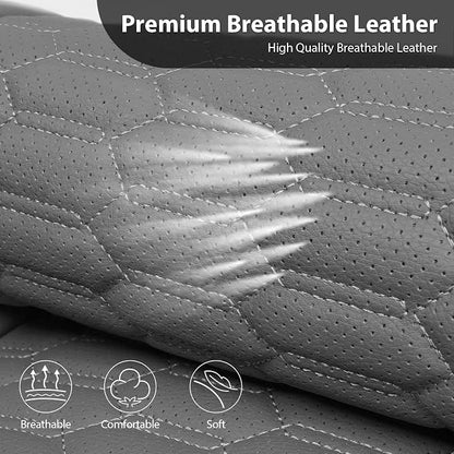 CAR PASS 3D Foam Faux Leather Car Seat Covers Full Set, Grey Breathable PU Leather Seat Covers for Cars, Luxury Universal Fit for SUVs Vans Sedan Truck Automotive, Armrest Airbag Compatible, All Gray
