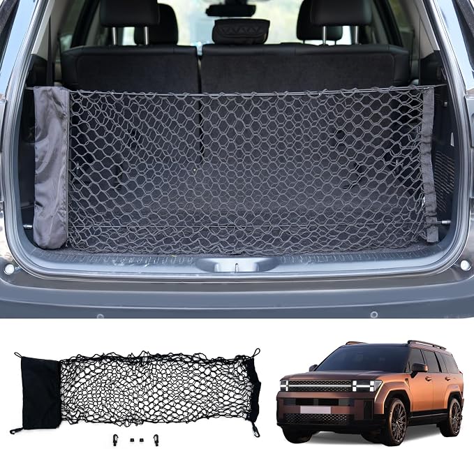 Cargo Net Compatible with 2024 2025 2026 Hyundai Santa Fe Truck Bed Cargo Net 3.12'×1.02' Double Layer Envelope Style Dense Mesh Trunk Organizer for Santa Fe Exterior Accessories