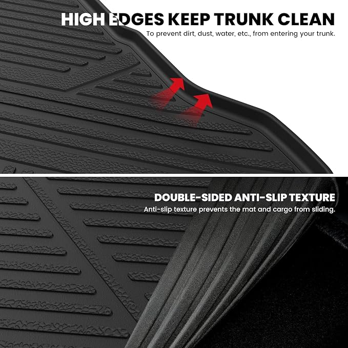 LASFIT Cargo Mat for Dodge Charger Daytona 2024 2025 2026 Scat Pack & R/T (Fit 2-Door, Not for 4-Door), All Weather TPE Custom Fit Trunk Mats Cargo Liners, Black
