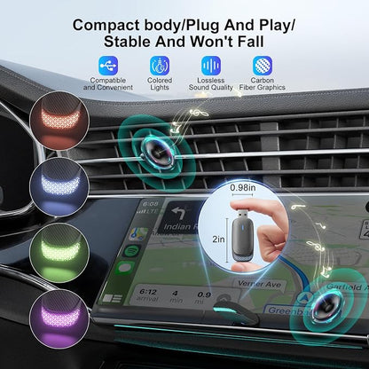 Wireless Carplay Adapter for iPhone, Convert Wired to Apple Carplay Wireless Adapter, Mini Size with Bluetooth 5.30 WiFi 2.4/5.8 GHz, Plug and Play, Connection Stable No Delay