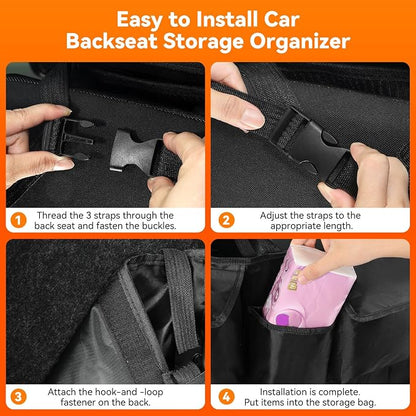 Trunk Organizer for SUV, 43" x 19" Large Capacity Car Organizers and Storage, Backseat Hanging Storage Bag with 10 Pockets, Adjustable & Waterproof Car Interior Accessories for SUV Truck MPV