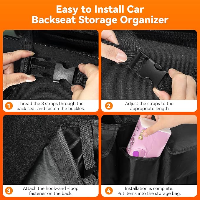 Trunk Organizer for SUV, 35.5" x 18.2" Large Capacity Car Organizers and Storage, Backseat Hanging Storage Bag with 10 Pockets, Adjustable & Waterproof Car Interior Accessories for SUV Truck MPV