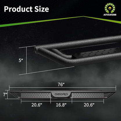 6 Inch Running Boards Compatible with 2009-2018 Dodge Ram 1500 Quad Cab/Extended Cab, 2019-2024 Dodge Ram 1500 Classic, Two-Stair Side Step Rail Drop Nerf Bars (Excl. 19-26 1500 New Body)