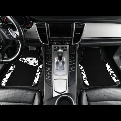CAR PASS Waterproof Universal 3 Row Car Floor Mats, Cow Print Car Mats Fit for SUV,Vans,sedans, Trucks,Set of 3 Row Vehicles Car Carpet with Heel Pad and Nibs Backing, Cute Women Girly (Black White)