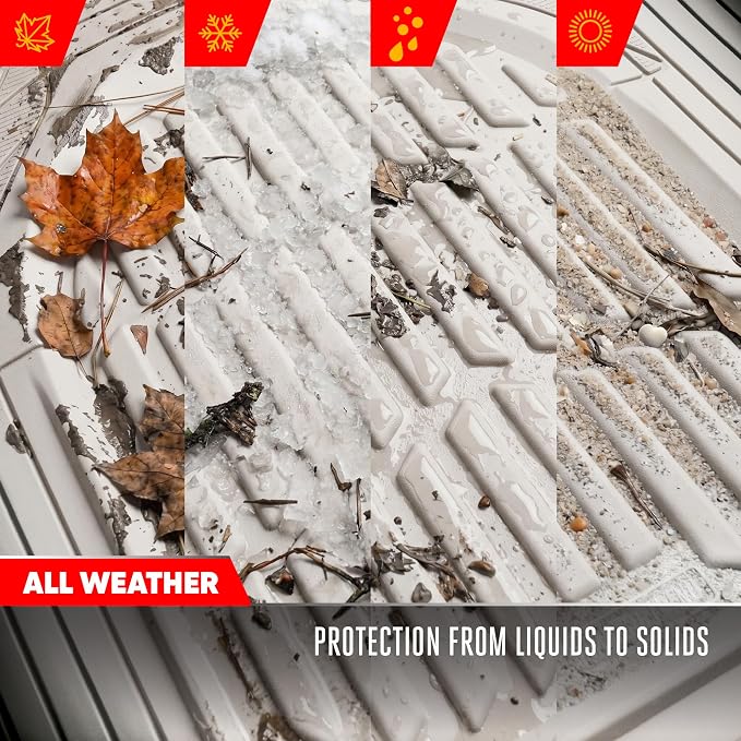 Motor Trend FlexTough LITE Rubber Car Mats Full Set - All Weather White Floor Mats for Trucks, Cars & SUVs - Automotive White Car Floor Mats for Cars Interior Accessories Universal Trim-to-Fit