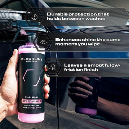 Blackline Car Care - Speed Gloss Quick Detailer Spray & Car Shine - Versatile, Fast Cleaning for a Streak-Free, Quick Detail and Glossy Finish on All Vehicle Surfaces (16 Fl Oz)