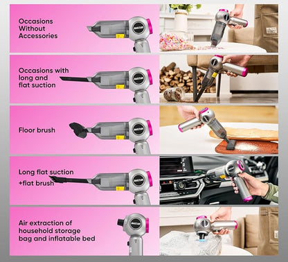 Handheld Vacuum Cleaner Cordless - 17500PA Strong Suction Rechargeable, 3-Speed Adjustable Portable Mini Dust Buster for Pet Hair, Car Detailing, Home, Office & Car Cleaning