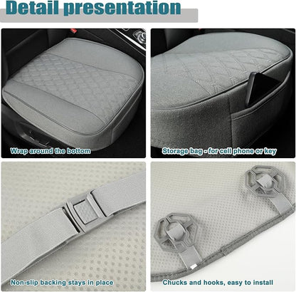 West Llama Linen Front Car Seat Cover Protector Anti-Slip Bottom Seat Cover Fits 95% of Vehicles,Wrapping Around The Bottom,Diamond Pattern(Gray-2Pcs)