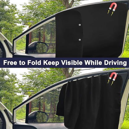 Ovege Car Side Window Sun Shade Magnetic Car Curtain Suction Magnetic Suedette －Front Seat 2pcs