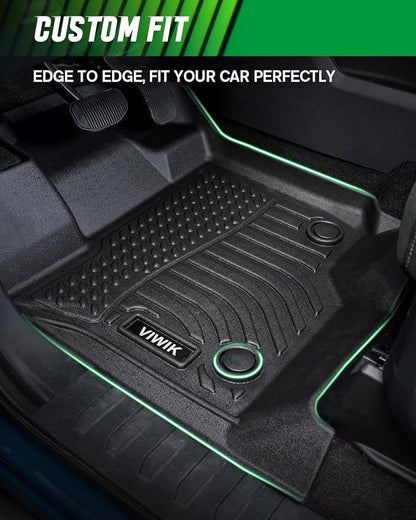 VIWIK Floor Mats for Kia Sportage 2024 2023 Hybrid, All-Weather Automotive Car Mats, TPE Rubber Liners Set Sportage Accessories, Odorless Anti-Slip, Front & 2nd Row, 3-pc Black