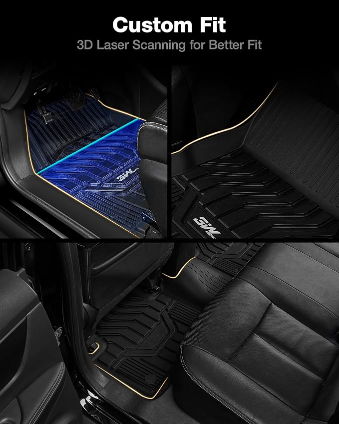3W 2014-2020 Nissan Rogue Floor Mats Custom Fit for Nissan Rogue Accessories TPE All Weather Floor Liner, 1st and 2nd Row Car Mats (NOT for Rouge Sports and Select Models)