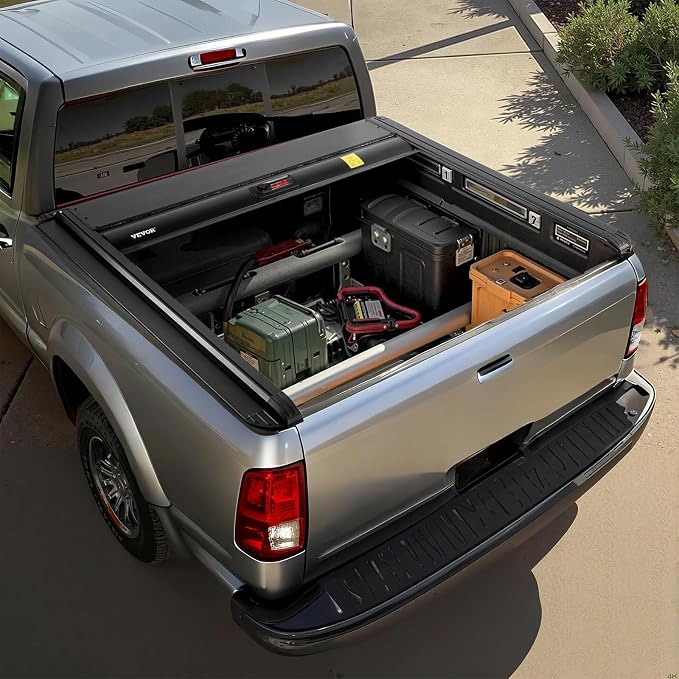 VEVOR Retractable Tonneau Cover, 5.5 ft Hard Retractable Tonneau Cover with Built-in Drainage Pipe for 2021-2024 Ford F-150 Crew Cab, Customized Design with Double-Lock & T-Slot