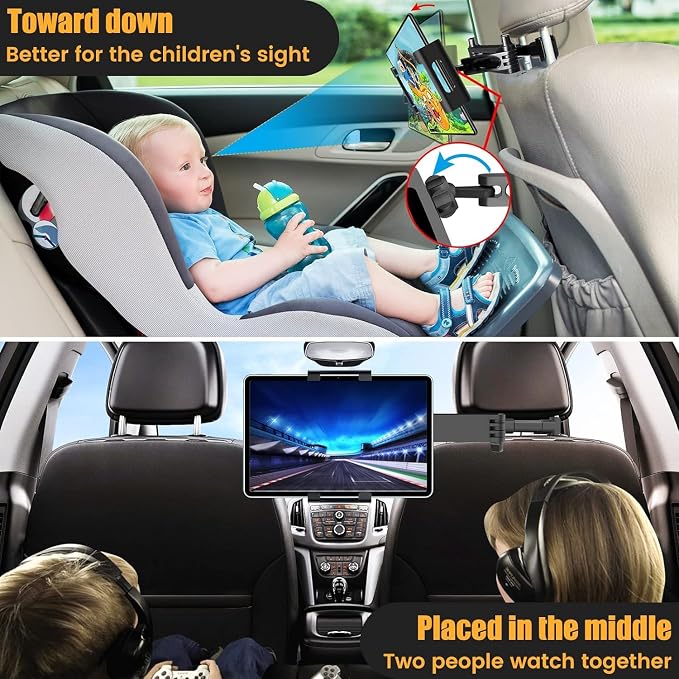 najiaxiaowu PC Tablet Mounts 2 Pack Tablet Holder for Car,ipad Headrest Mount for 5.5-18.4 Inch ipad/Phones Car Tablets Holder with 360°Rotating Adjustable,Black