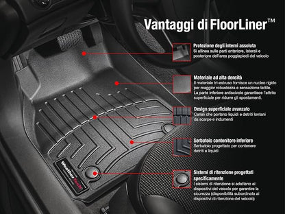 Weathertech Custom Fit FloorLiners for Ford Mustang Shelby GT350R, GT500-1st & 2nd Row (44699-1-2), Black