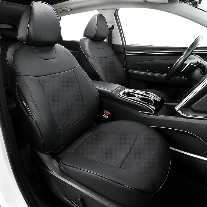 TTX LIGHTING Custom Fit Seat Covers for Hyundai Tucson 2022 2023 2024 2025 2026 XRT,SE,SEL,N Line,Limited - Faux Leather Full Set Compatible Airbag Car Seat Protector Black（Not for Hybrid