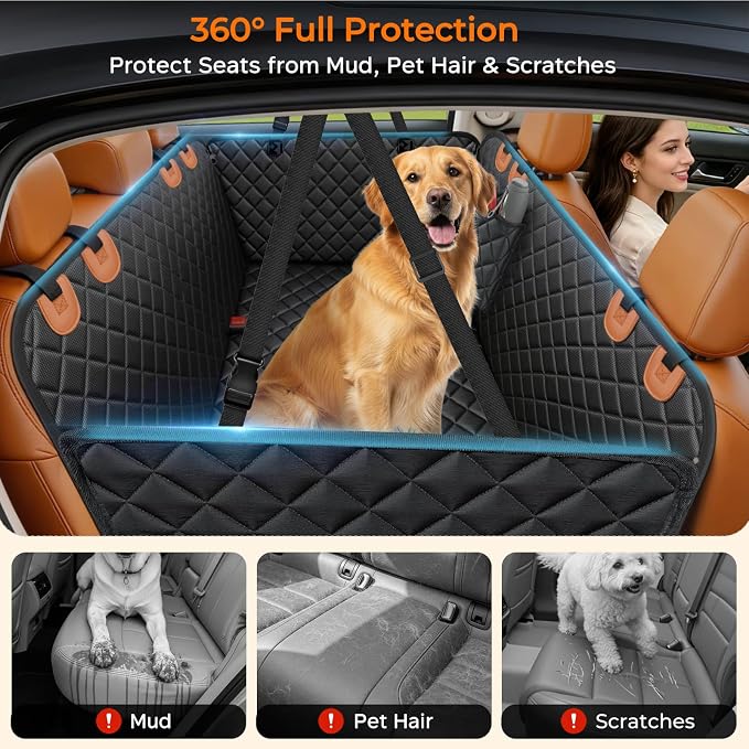 URPOWER Dog Car Seat Cover for Pets 100% Waterproof Seat Cover Hammock 600D Heavy Duty Scratch Proof Nonslip Durable Soft Back Seat Covers for Cars and SUVs