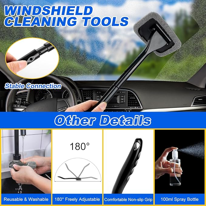 27Pcs Car Detailing Brush Set, Car Detailing Kit, Auto Detailing Drill Brush Set, Car Detailing Brushes, Car Wash Cleaning Tools Kit for Interior, Exterior, Wheels, Blue