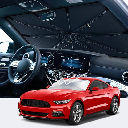 [2026 Upgrade] FLORICH Windshield Sunshade Umbrella Foldable Car Windshield Sun Shade Cover, [Nano-Ice-Crystal Coatings] Protect Interior from from UV Keep Car Cooler Medium(57" L x 32" W)