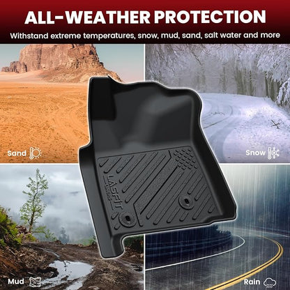 LASFIT Floor Mats for Toyota Tacoma 2008-2011(Access Cab Auto Tran) (Not Fit Second Row Without Center Storage Box) All Weather Custom Fit Floor Liners for Tacoma TPE Mats Front&Rear 2 Row Car Mats