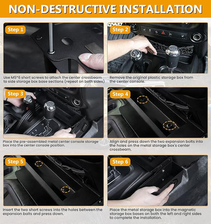 Eamplest Updated JK Magnetic Metal Center Console Gear Shift Organizer for Jeep Wrangler JK & Unlimited 2018 2017 2016 2015 2014 2013 2011 Interior Accessories Rubicon Sahara Storage Box Tray