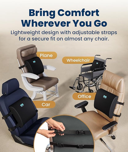 Everlasting Comfort The Original Lumbar Support Pillow for Office Chair - Improves Posture, Promotes Back Pain Relief - Superior Back Support for Gaming and Desk Chairs - Lumbar Pillow for Car, Couch