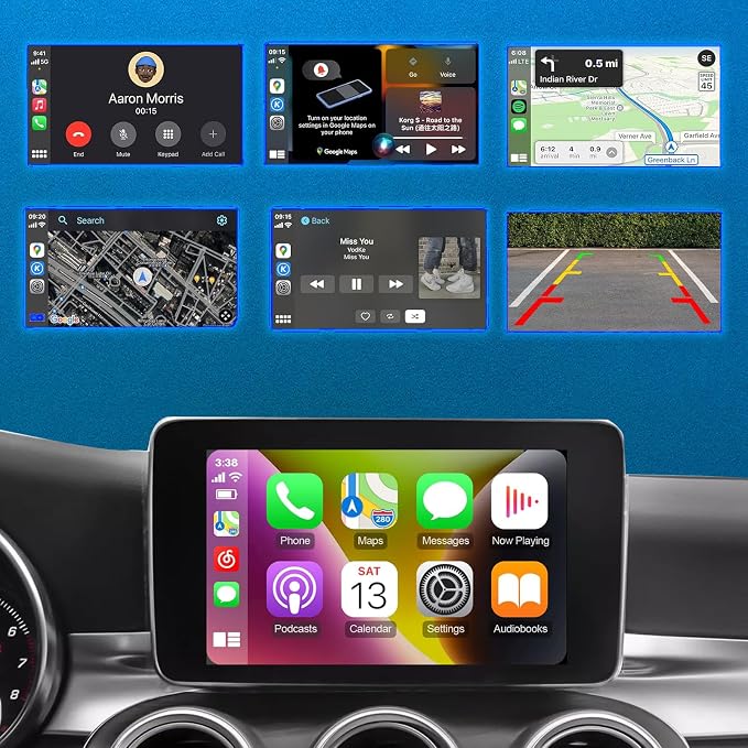 Wireless Carplay/Android Auto Adapter for Mercedes Benz A B CLA GLA C E ML GL GLK SLK, with NTG 5.0 System with Bluetooth, USB, Mirroring, Camera, Voice Control for Mercedes Benz Accessories