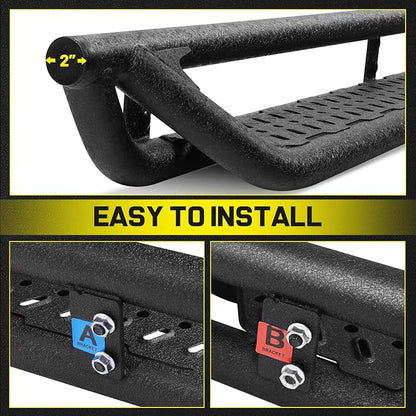 BINARY STAR Running Boards Compatible with 2020-2026 Jeep Gladiator Jt 4 Door, Multi-Function Running Boards Made with Carbon Steel, 6 Inch Gladiator Side Steps Step Bars Nerf Bars
