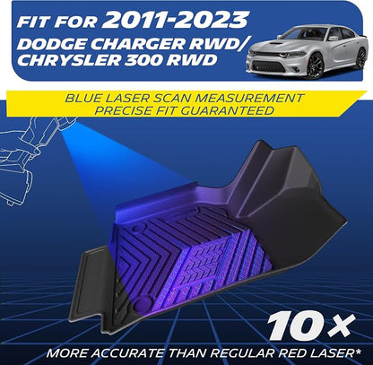 Michelin Vehicle Mats, All-Weather TPE Custom Fit Liner for 2011-2023 Dodge Charger RWD/Chrysler 300 RWD, Premier