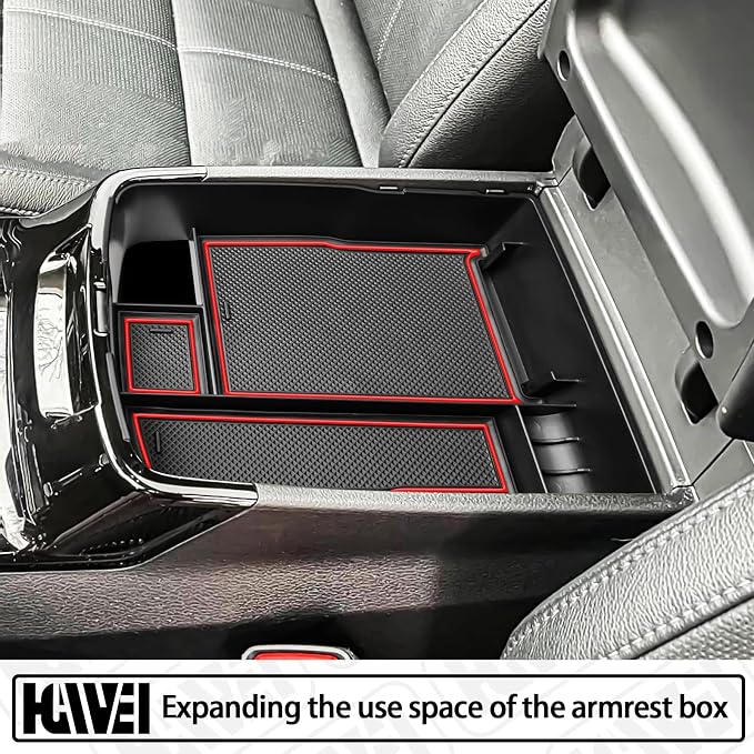 HGWEI Center Console Organizer Compatible with Kia Telluride 2020 2021 2022 2023 2024 2025 2026 Interior Accessories Insert Tray Coin Holder Armrest Secondary Storage Box, Red