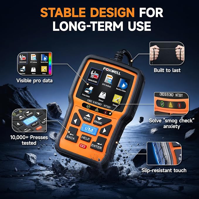FOXWELL NT301 OBD2 Scanner Live Data Professional Mechanic OBDII Diagnostic Code Reader Tool for Check Engine Light