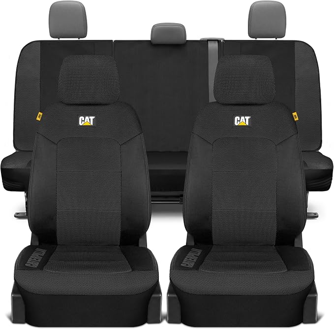 CAT MeshFlex Seat Covers Full Set for Full-Size Pickup Trucks Only - Black | Front Bucket Seat Covers & 60/40 Split Rear Bench Protector – Interior Accessories For F-150, Silverado, Ram, Sierra & Tundra