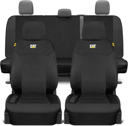 CAT MeshFlex Seat Covers Full Set for Full-Size Pickup Trucks Only - Black | Front Bucket Seat Covers & 60/40 Split Rear Bench Protector – Interior Accessories For F-150, Silverado, Ram, Sierra & Tundra