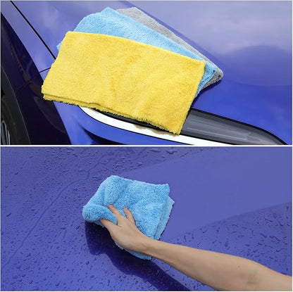 Car Wash Drying Towels, 450gsm Ultra-Thick Absorbent Lint-Free Extra Soft Microfiber Rags for Car Detailing, Interior & Exterior Cleaning Cloths, 16in x 16in - Microfiber, Mixed Colors, 6 Packs